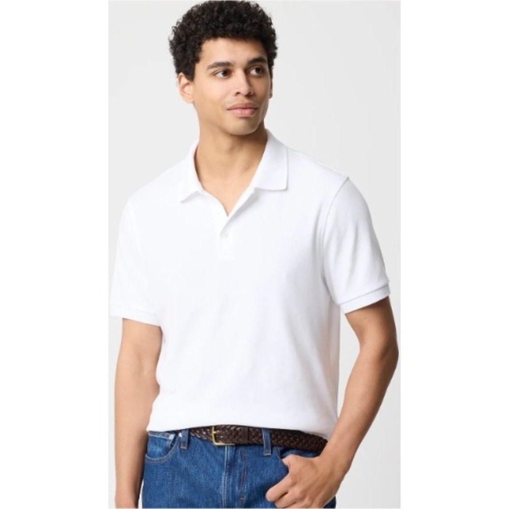 J.Crew Mens Short Sleeve Pique Polo Shirt White CF933 Size M NEW $80